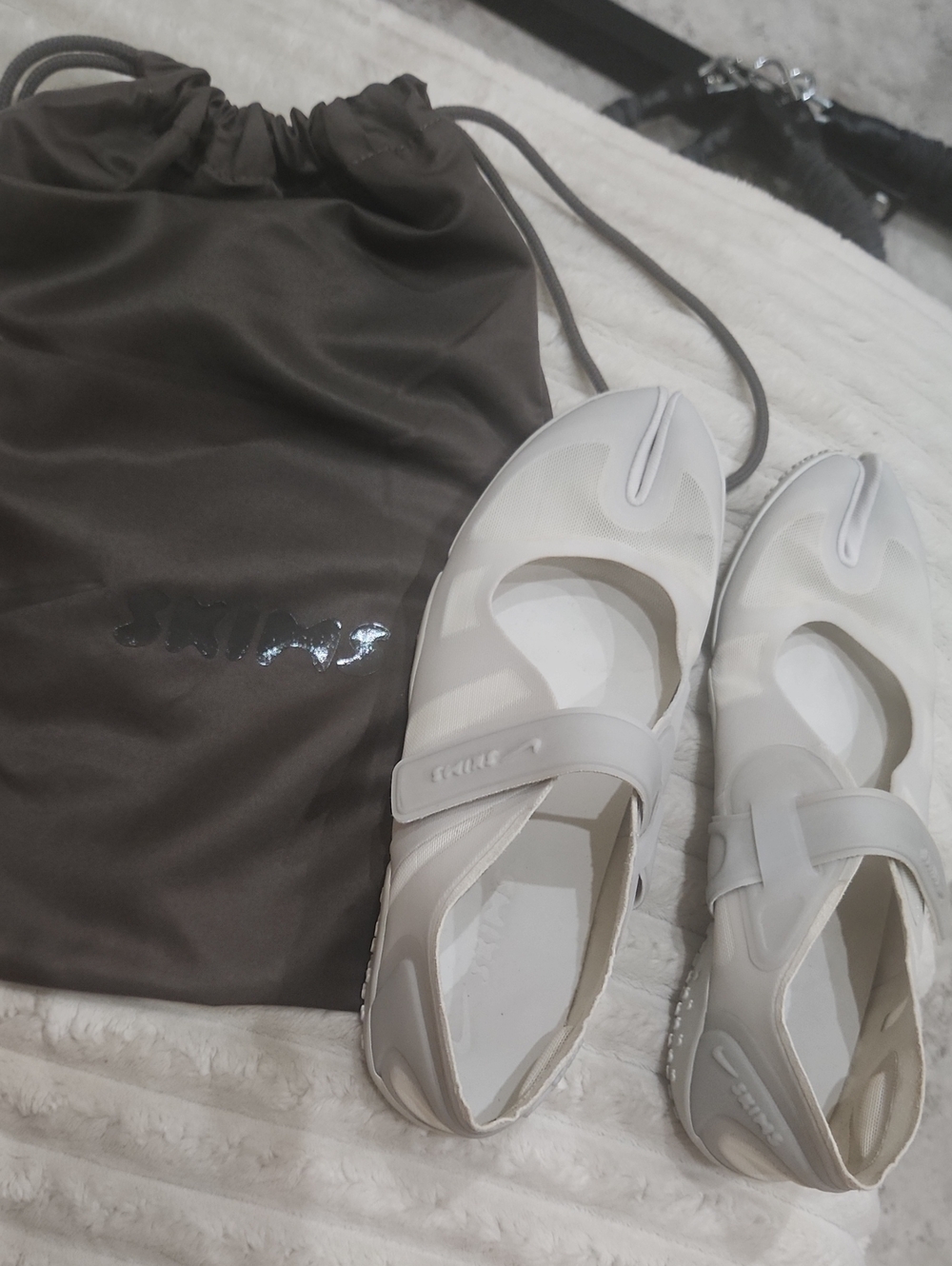 SKIMS Cream White Mary Jane Mesh Flats